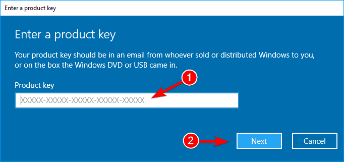 Enter the product key