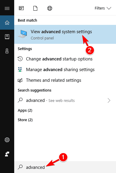 Select View advanced system settings