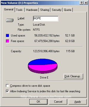 Disk storage space