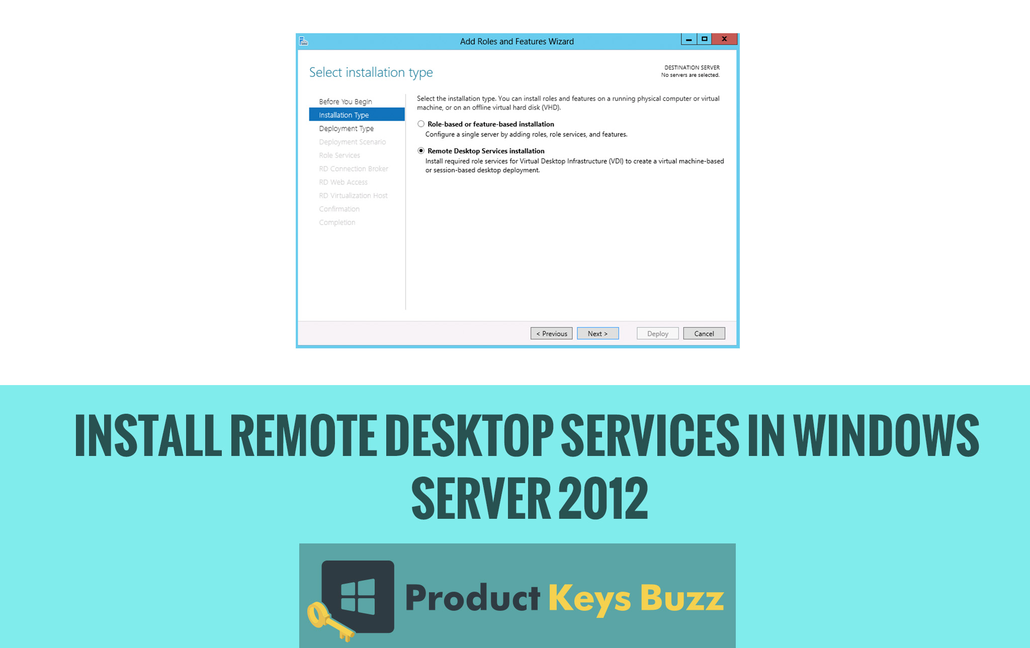 Install Remote Desktop Services in Windows Server 2012