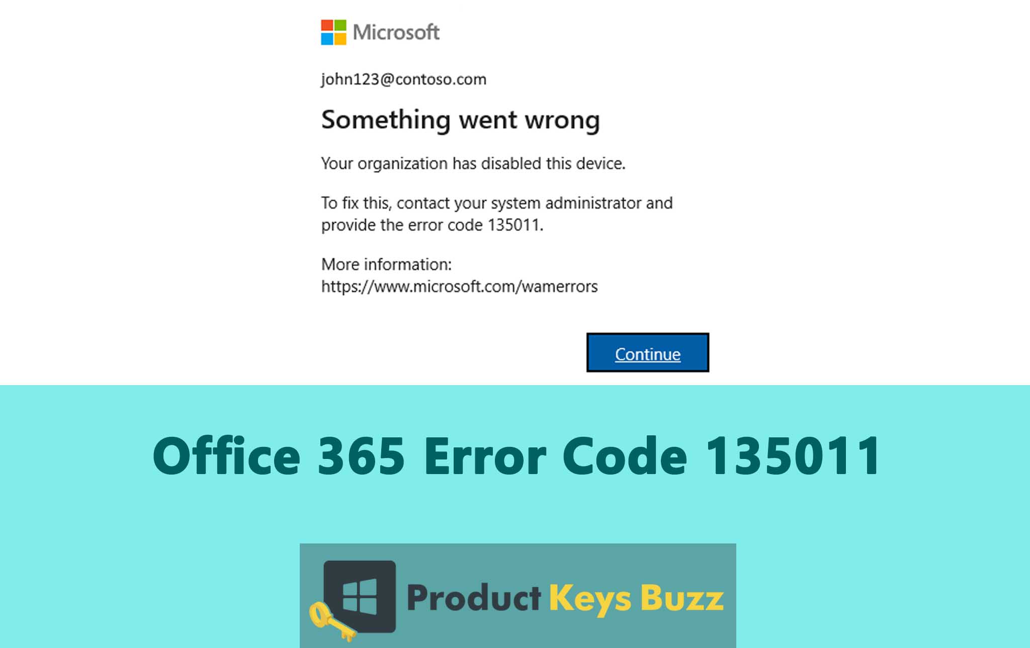 Office 365 Error Code 135011