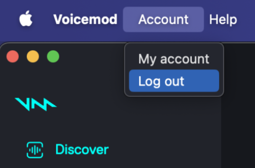 Choose Account and then select Log out